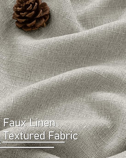 LAMIT Light Grey Linen Textured Curtains for Living Room, Grommet Thick Light Reducing Curtain Light Filtering Panels Burlap Drapes for Bedroom/Outdoor/French Door, Set of 2 Panels, W60x L84