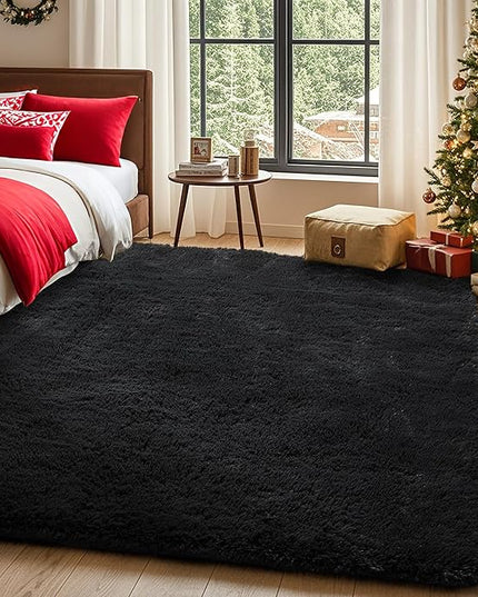 Ophanie Black Area Rug 5x7 Rugs for Living Room, Fluffy Furry Shaggy Fuzzy Area Rug, Carpets for Bedroom Shag Plush Soft Large, Kids Home Decor Aesthetic