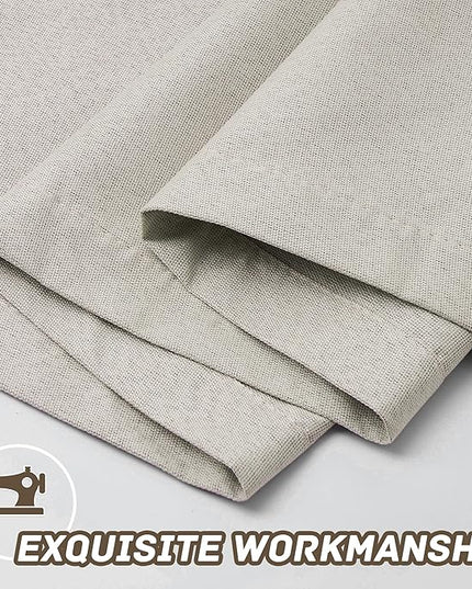 100% Blackout Linen Textured Curtains for Living Room, Bedroom, Light Weight Curtains with Grommets Top, Full Blackout Curtains Privacy Protection, Natural Linen, 52" W x 95" L, 2 Panels
