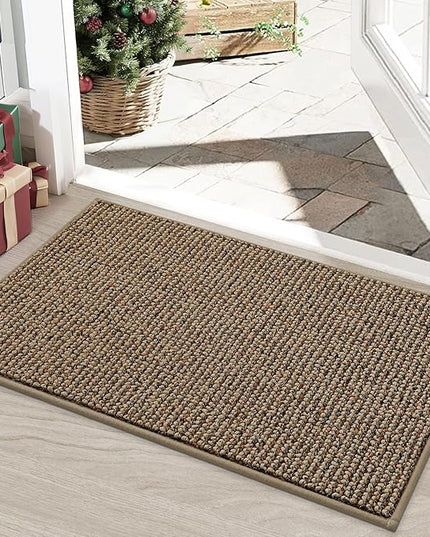 BEQHAUSE Dirt Trapper Door Mat 20" x 32", Non-Slip Washable Doormats Entrance Mat, Dirt Resistant and Absorbent Welcome Mat, Low Profile Floor Mats for Front Back Door and Entryway, Beige