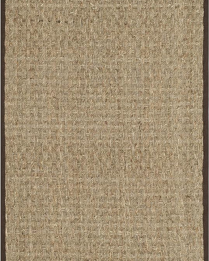 SAFAVIEH Natural Fiber Collection Area Rug - 2'6" x 4', Natural & Dark Brown, Seagrass, Basketweave Pattern with Border (NF114K)