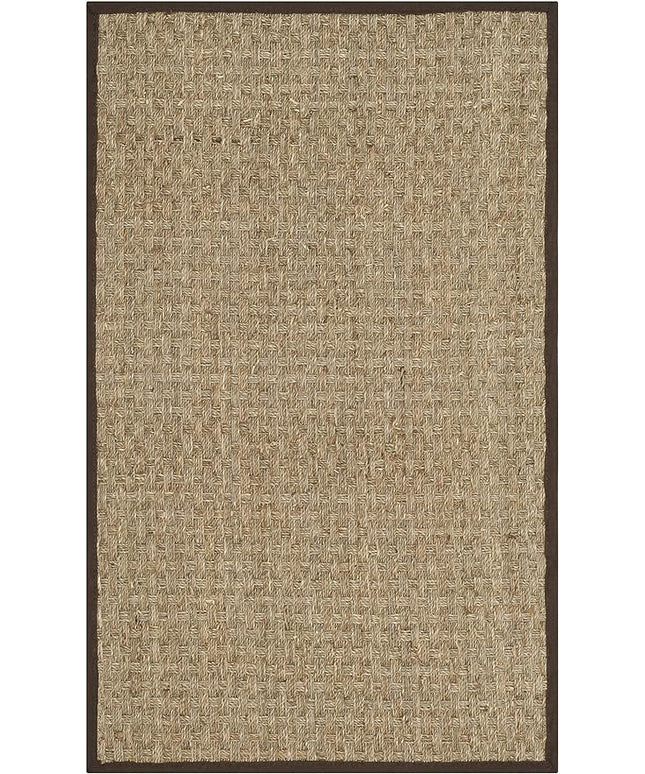 SAFAVIEH Natural Fiber Collection Area Rug - 2'6" x 4', Natural & Dark Brown, Seagrass, Basketweave Pattern with Border (NF114K)