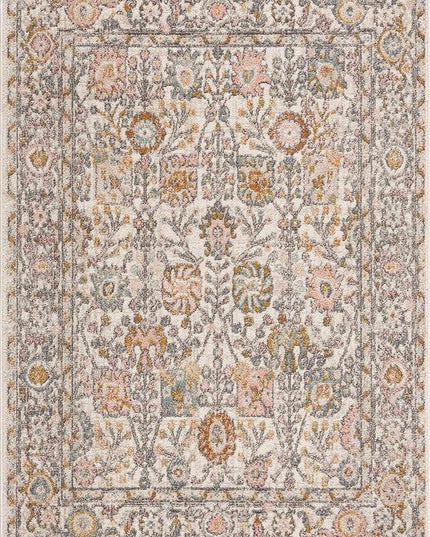 BoutiqueRugs Herstmonceux Boho Vintage Colorful Large Area Rug - Farmhouse Traditional Floral Coral Carpet for Living Room - Cream, Green, Sage, Red, Taupe, Coral - 7'10" x 10'2" (8x10)