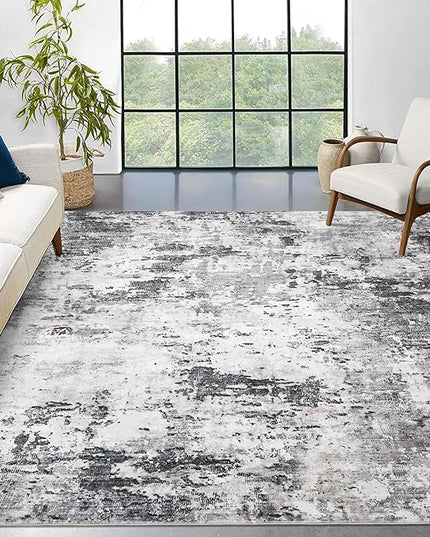 8x10 Modern Abstract Rug Faux Wool Accent Ultra Soft Large Rug for Living Room Non Slip Non Shedding Accent Washable Rug for Bedroom Dining Room Office Home, Green