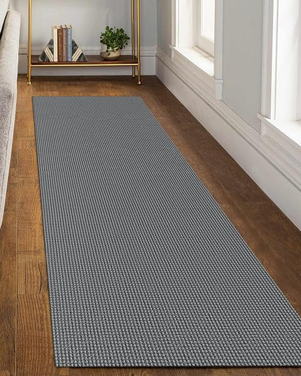 KOZYFLY Runners for Hallways 3x8 ft Washable Kitchen Runner Non Slip Rubber Backed Hall Runners Cotton Entryway Runner Rugs Floor Carpet for Indoor Backdoor Bedroom Kitchen, Grey/Dark Grey