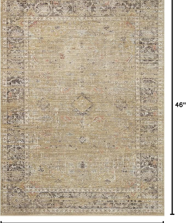 Loloi Magnolia Home by Joanna Gaines Millie Collection MIE-03 Gold/Charcoal 2'-3" x 3'-10", .25" Pile Height, Accent Rug