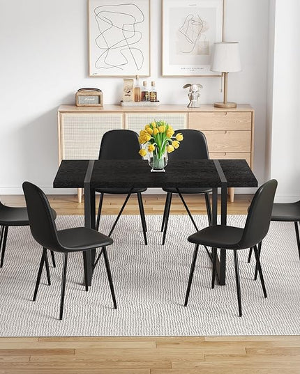 Modern Dining Table and Chairs Set of 6, 7 Piece Kitchen Table and Chairs for Kitchen Dining Room, Apartment