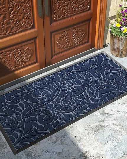 Yimobra Large Door Mat Outside Entrance 47x24, Waterproof Sturdy Outdoor Mats for Front Door, Heavy Duty Non-Slip Doormat for Garage Patio Entryway Indoor, Easy Clean, Blue