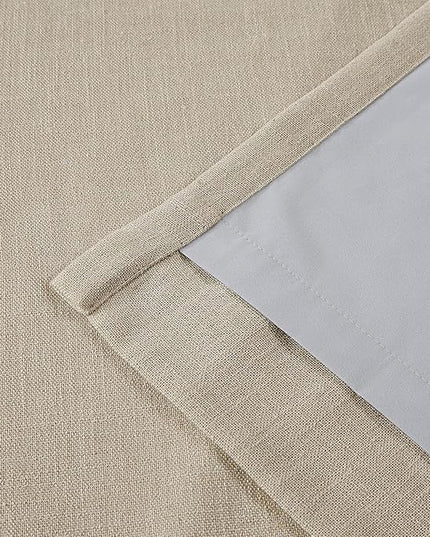 Vision Home Sand Pinch Pleated Full Blackout Curtains Linen Blended Room Darkening Window Curtains 120 inch for Living Room Bedroom Thermal Insulated Pinch Pleat Drapes with Hooks 10ft 40" Wx120 Lx2