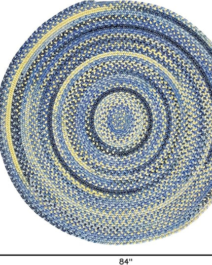 Capel American Heritage Blue Yellow 7' 0" Round Braided Rug