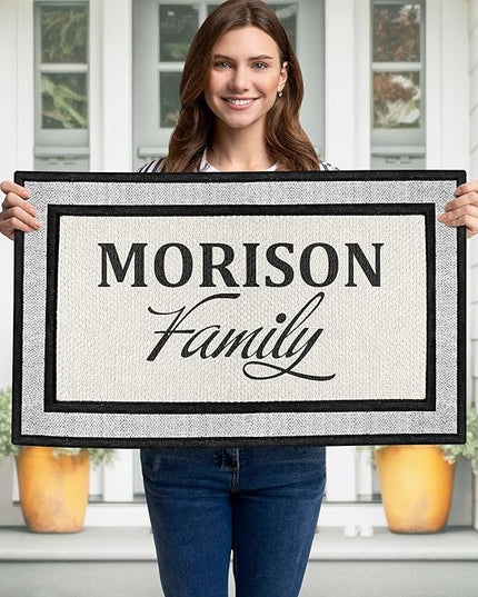 My Sign Center Door Mat, Personalized Doormat, Custom Family Mat for Front Door, Indoor/Outdoor, Housewarming Gift, Heavy Duty Slip Resistant Backing 18x30 Inches, Polyester Top Made in USA