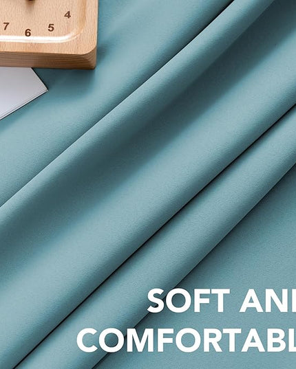 H.VERSAILTEX Blackout Curtains Thermal Insulated Window Treatment Panels Room Darkening Blackout Drapes for Living Room Back Tab/Rod Pocket Bedroom Draperies, 52 x 45 Inch, Aqua, 2 Panels