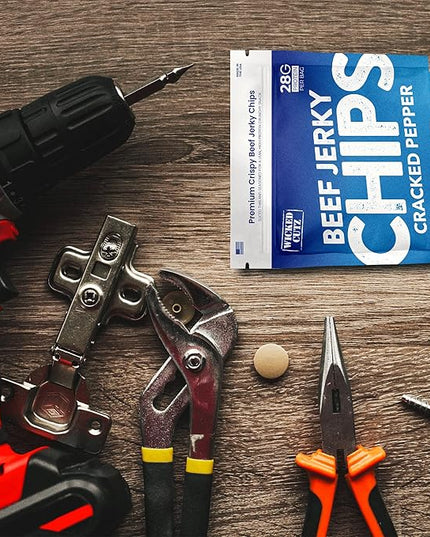 Wicked Cutz Cracked Pepper Beef Jerky Chips, 28g Protein per Bag, Crispy & Crunchy Beef Jerky Crisps, USA Made Pepper Flavored Chips, High Protein Carnivore Snacks (2 Bags)