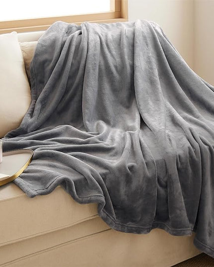 Bedsure GentleSoft Fleece Blanket Twin Size Grey - 300GSM Lightweight Plush Fuzzy Cozy Soft Warm Blanket for Bed, Sofa, Couch, Travel, Camping, 60x80 inches