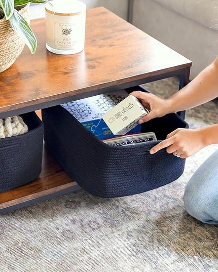 NaturalCozy Storage Baskets 16.8”x13”x7.6” Cotton Rope Woven Baskets for Organizing 3-Pack | Toy Storage Bins | Basket for Shelves, Laundry, Blanket, Clothes, Closet, Kitchen, Bathroom, Gifts