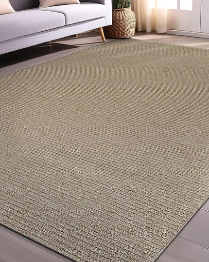 Beverly Rug Non-Slip Modern Rug 3x5 Solid Traditional Rubber Backing Machine Washable Soft Thin Indoor Area Rugs for Living Room Stain Resistant Non Shedding Casual Carpet (3 x 5 Beige)