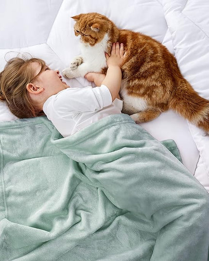 Bedsure GentleSoft Bedding Fleece Blanket for Girls and Boys - Soft Cozy Cute Small Throw Blankets for Travel, 43x55 Inches, Sage Green