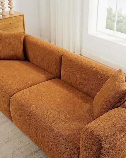 VANOMi Living Room Furniture Sets Include 95" Sofa & 42" Armchairs, Boucle Upholstered Oversized Couch with Pillows, Living Room Furniture Set for Bedroom Apartment (Curry, 1 Sofa+2 Chairs)