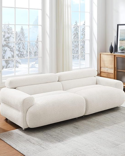 VANOMi 89" Boucle Cloud Loveseat Sofa Couch, Comfy Upholstered Deep Seat Boucle Sofa, Mid Century Modern Couch for Living Room Bedroom Apartment