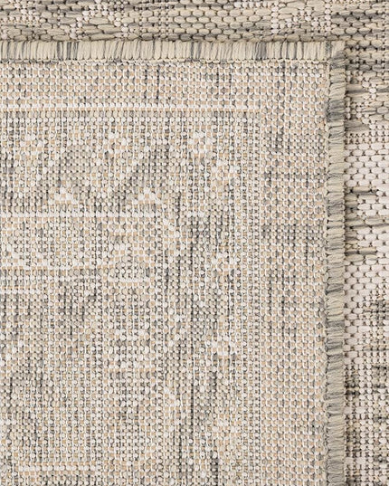 Rugs.com Outdoor Aztec Collection Rug – 6 Ft Square Light Gray Flatweave-Pile Rug Perfect for Living Rooms, Kitchens, Entryways