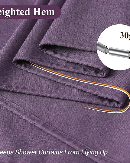 Naturoom Purple Linen Shower Curtain, Country Boho Farmhouse Bath Decor Shower Curtains Neutral Cloth Weighted Textured Fabric Bath Curtain Liner with Hooks, 72x78