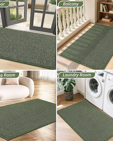 BEQHAUSE Dirt Trapper Door Mat 24" x 36", Non-Slip Washable Doormats Entrance Mat, Dirt Resistant and Absorbent Welcome Mat, Low Profile Floor Mats for Front Back Door and Entryway, Green