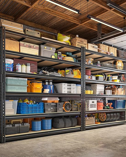 55" W Storage Shelves, 3060LBS Garage Shelving, 6-Tier Heavy Duty Shelving, Adjustable Metal Shelving Unit for Garage, Warehouse, Pantry, Kitchen, 55" W × 24" D × 84" H, Black