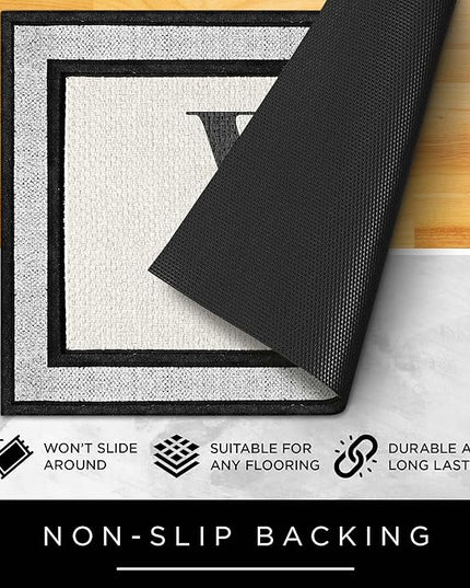 My Sign Center Door Mat, Personalized Doormat, Custom Welcome Monogram Mat for Front Door, Indoor/Outdoor, Housewarming Gift, Heavy Duty Slip Resistant Backing, 18x30 Inches, Polyester Top