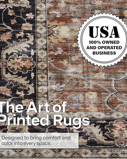 ReaLife Rugs Machine Washable Area Rug Runner - Living Room Bedroom Bathroom Kitchen Entryway - Padded Low Pile Stain Resistant Premium - Boho Farmhouse Vintage - BEV - Beige Tan Brown 2'6" x 6'