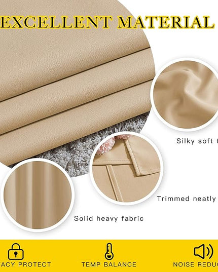 NICETOWN Doorway Curtains & Drapes 78 inches Long - Grommet Window Treatment Thermal Insulated Privacy Blackout Curtains & Drapes for Bedroom (Biscotti Beige, Set of 2, W52 x L78)