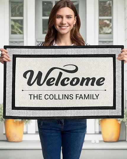 My Sign Center Door Mat, Personalized Doormat, Custom Welcome Mat for Front Door, Indoor/Outdoor,Housewarming Gift, Heavy Duty Slip Resistant Backing, 18x30 Inches, Polyester Top Made in USA