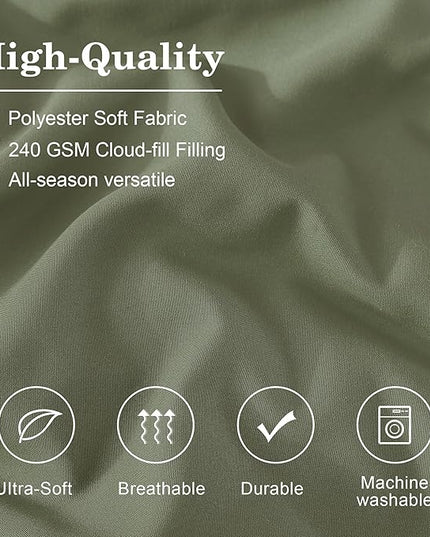 Monbix Queen Comforter Set - 7 Pieces Light Sage Green Bed in a Bag Queen Bedding Sets with Comforters, All Seasons Down Alternative Comforter Bed Set with Sheets, Pillowcases & Shams
