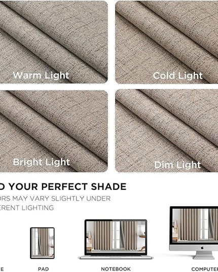 Joydeco Linen Blackout Curtains for Bedroom - 100% Light Blocking 1 Panels, Linen Drapes 100" W x 120" L, Thermal Insulated Room Darkening Curtains for Living Room, Rod Pocket & Back Tabs