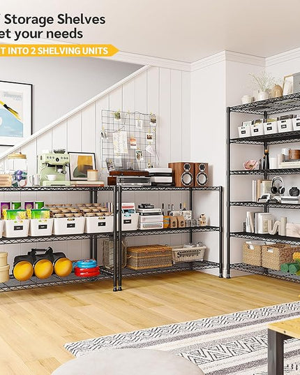 REIBII 75''H Storage Shelves Metal Shelving Unit, 6 Tier Wire Shelving for Pantry Shelves Adjustable 1200LBS Garage Shelving Heavy Duty Storage Rack for Kitchen Garage, 35.4''W*75''H*15.7" D, 2PCS