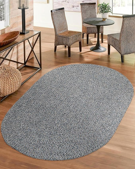 Seasons SE95 Winter Blues 5' x 8' Oval - Braided Area Rug, Home Decor, Floor Mat or Bedroom Rug - Easy Care, Ideal for High Traffic Areas in Hallway and Living Room - Made in USA