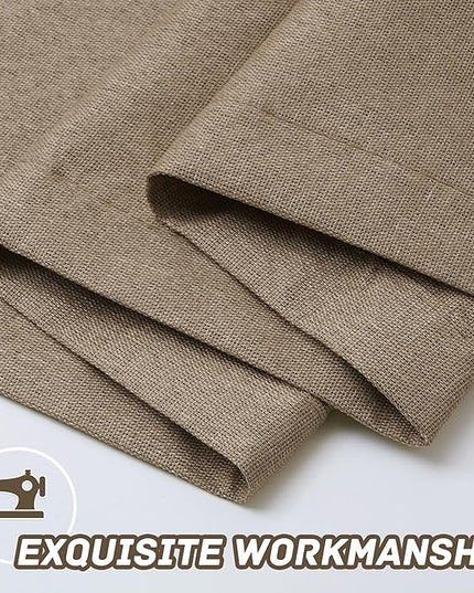 100% Blackout Linen Textured Curtains 84 Inch Length 2 Panels Set for Living Room, Bedroom, Light Weight Curtains with Grommets Top, Full Blackout Curtains Privacy Protection, Brown, 52" W x 84" L
