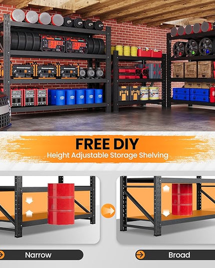 40”W Metal Storage Shelves, 20” Deep Heavy Duty Garage Shelving Units, 4 Tier Storage rack shelf, Steel Tall Industrial Shelving , Adjustable Standing Shelf for Warehouse / Shop 40"W x 20"D x 60"H