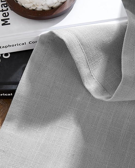 Joydeco Linen Curtains 63 inches Long 2 Panel Sets for Living Room, Light Filtering Drapes with Rod Pocket Back Tab, Ebony Grey Window Long Curtains