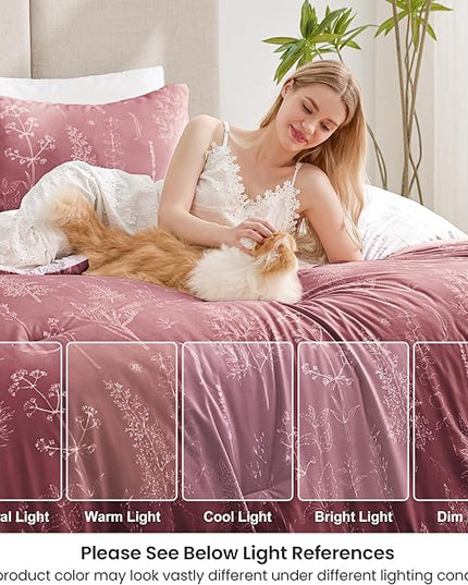 Love's cabin Vintage Rose Twin Comforter Set - Twin XL Size Comforter Set Dorm Bedding, 2 Pieces Cute Floral Bedding, Reversible Flowers Comforter, 1 Comforter & 1 Pillow Sham