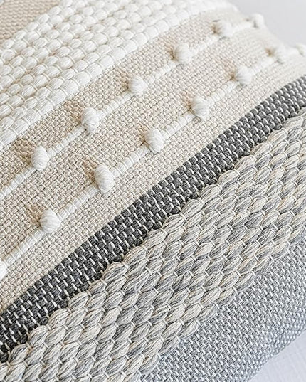 BlissBlush Decorative Lumbar Throw Pillow Cover 14x24 Boho Gray Accent Cushion for Couch Sofa Farmhouse Pillowcase for Bedroom Living Room Home Décor Cover ONLY
