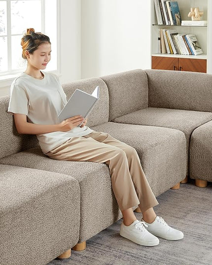 VANOMi Oversized Modular Sectional Sofa, U-Shaped Sectional Couches for Living Room, 6 Seats Modular Sofa with Reversible Chaises, Camel