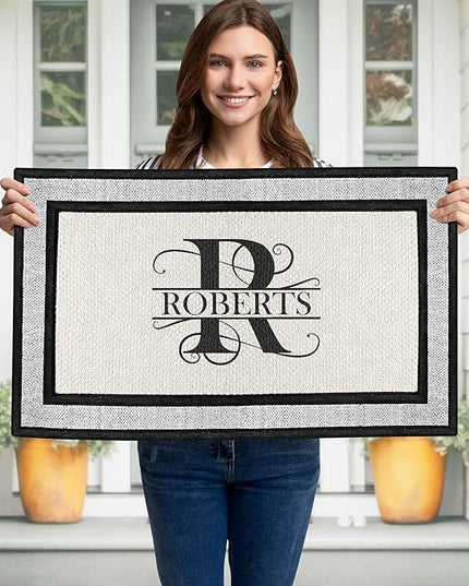 My Sign Center Door Mat, Personalized Doormat,Custom Indoor/Outdoor Monogram Doormat,Housewarming Gift, Heavy Duty Slip Resistant Backing,18x30 Inches,Polyester Top Made in USA