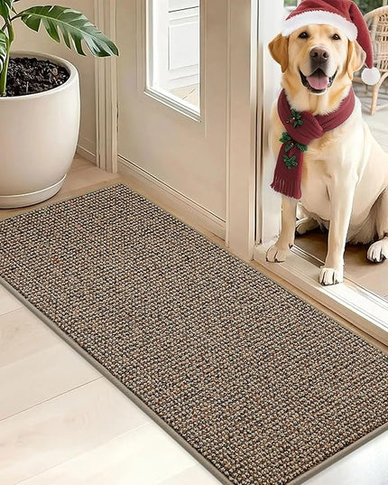 BEQHAUSE Dirt Trapper Door Mat 20" x 48", Non-Slip Washable Doormats Entrance Mat, Dirt Resistant and Absorbent Welcome Mat, Low Profile Floor Mats for Front Back Door and Entryway, Beige