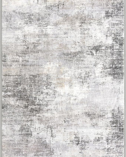 IOHOUZE Abstract Area Rug 3x5 Ft Washable Rugs for Entryway Indoor, Non Slip Kitchen Rug Printed Faux Wool Throw Rugs, Indoor Door Mat for Door Entrance Foyer Living Room, Grey Beige