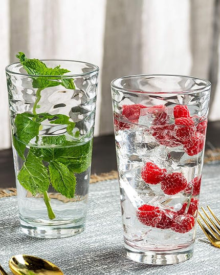 Biscayne 18-Piece Family Drinking Glasses Set - Drinking Glassware Set with Highball Cooler, DOF (Double Old Fashioned), and Juice Glasses - 6 Each