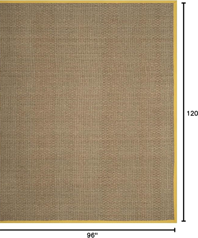 SAFAVIEH Area Rug 8x10 - Natural Fiber Collection - Large - Natural & Gold, Seagrass, Basketweave Pattern (NF114X)