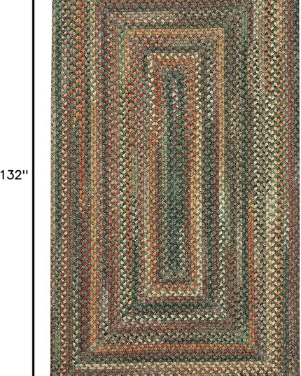 Capel American Heritage Green Multi 8' 0" X 11' 0" Concentric Rectangle Braided Rug