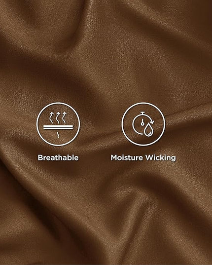 Bedsure King Size Sheets Set, Cooling Sheets for Hot Sleepers, Rayon Derived from Bamboo, Breathable & Soft, Deep Pocket Up to 16 Inches, Hotel Luxury Silky Bedding, Brown