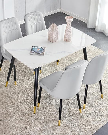 Dining Room Table Set for 4,Small Dining Table Set for 4, Sintered Stone Kitchen Table Top and Modern Chairs Set of 4 for Kitchen Dining Room, Small Space