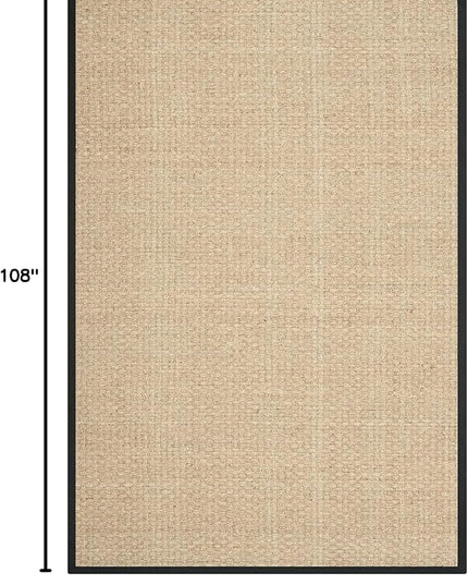 SAFAVIEH Area Rug 6x9 - Natural Fiber Collection - Natural & Black, Seagrass, Basketweave Pattern with Border (NF114C)